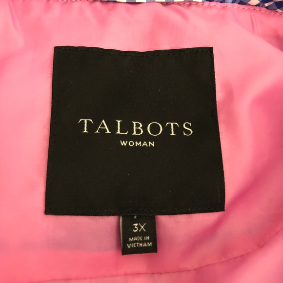 Talbots Vest Full Zip Blue White Plaid Polyester - Picture 3 of 6